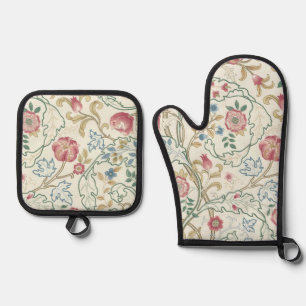 Blume, Blumenmuster, William Morris Ofenhandschuh & Topflappen-Set