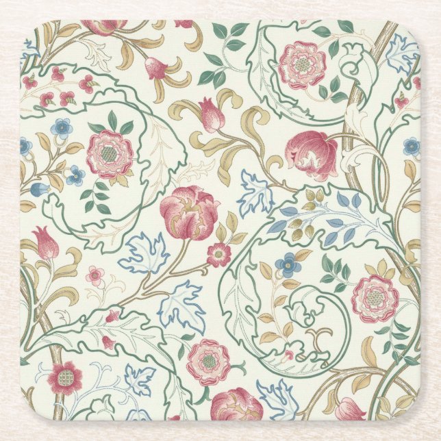 Blume, Blumenmuster, William Morris Rechteckiger Pappuntersetzer (Vorderseite)