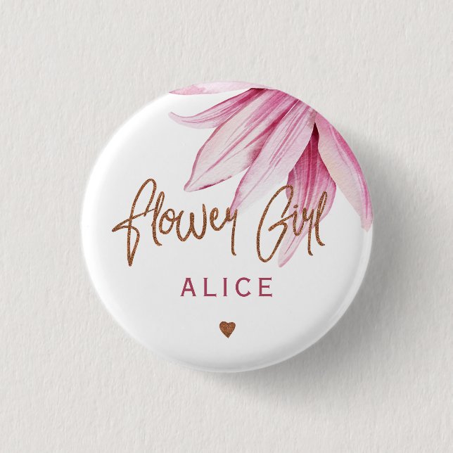 Blume Blumenpickkupfer-Brautparty Button (Vorderseite)