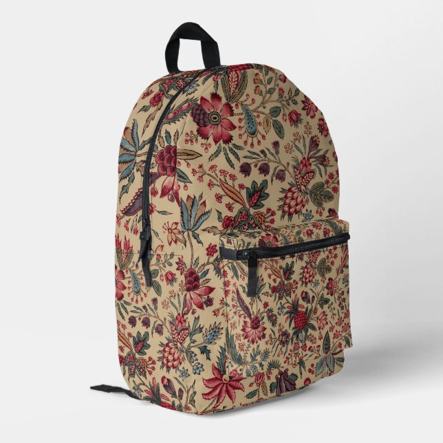 Blume Blumentapestes Needlework Art Bedruckter Rucksack (Rückseitige Ecke links)