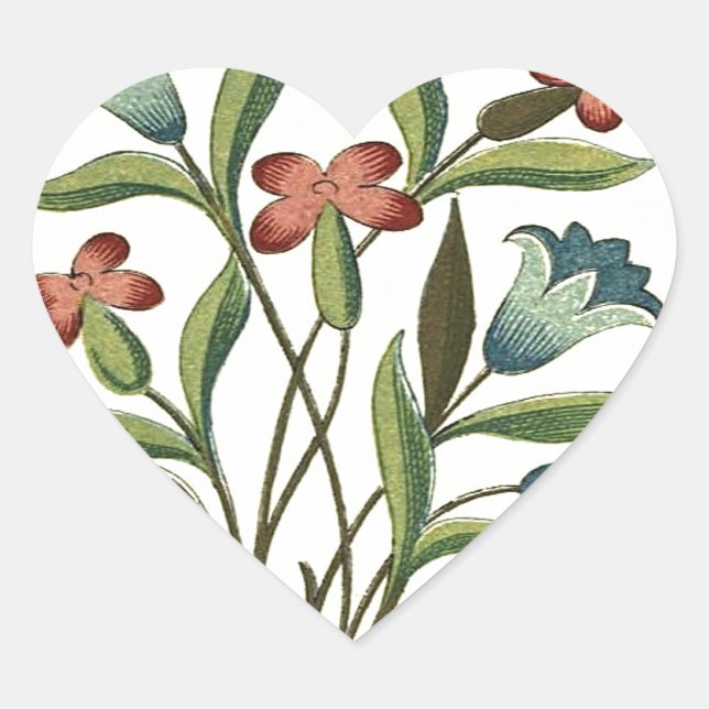 Blume Blumenwallpaper Art Nouveau Hübsch Herz-Aufkleber (Vorderseite)