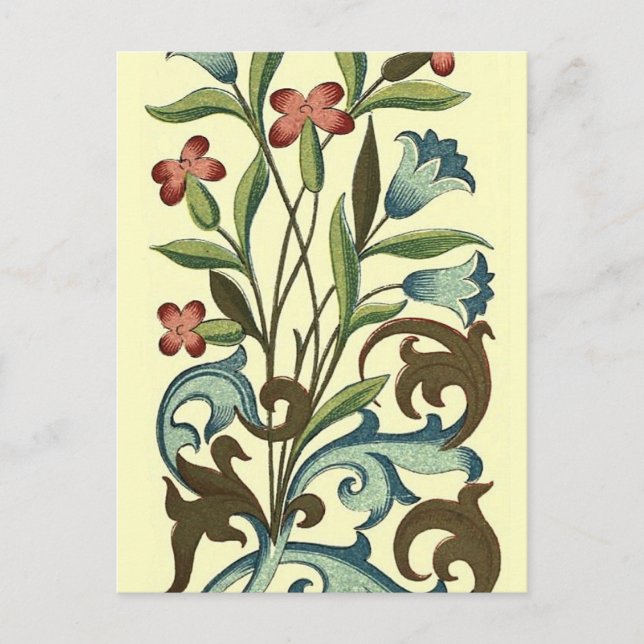 Blume Blumenwallpaper Art Nouveau Hübsch Postkarte (Vorderseite)