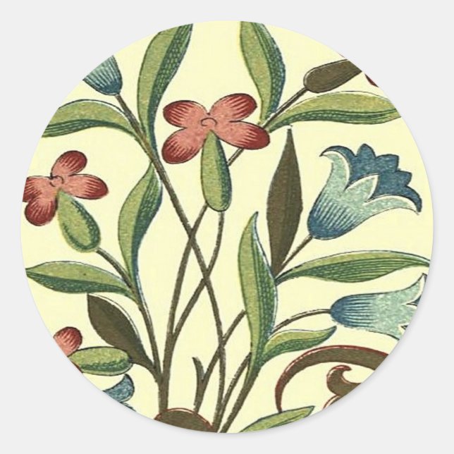 Blume Blumenwallpaper Art Nouveau Hübsch Runder Aufkleber (Vorderseite)