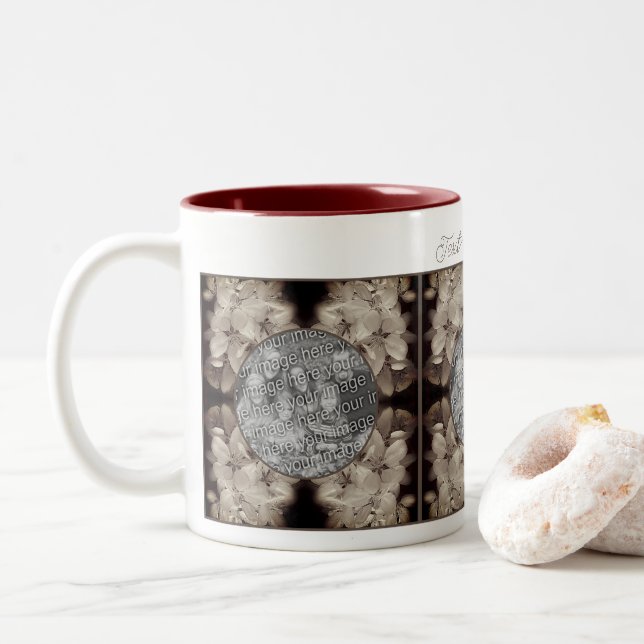 Blume Blüten Abstrakt Foto hinzufügen Zweifarbige Tasse (Mit Donut)