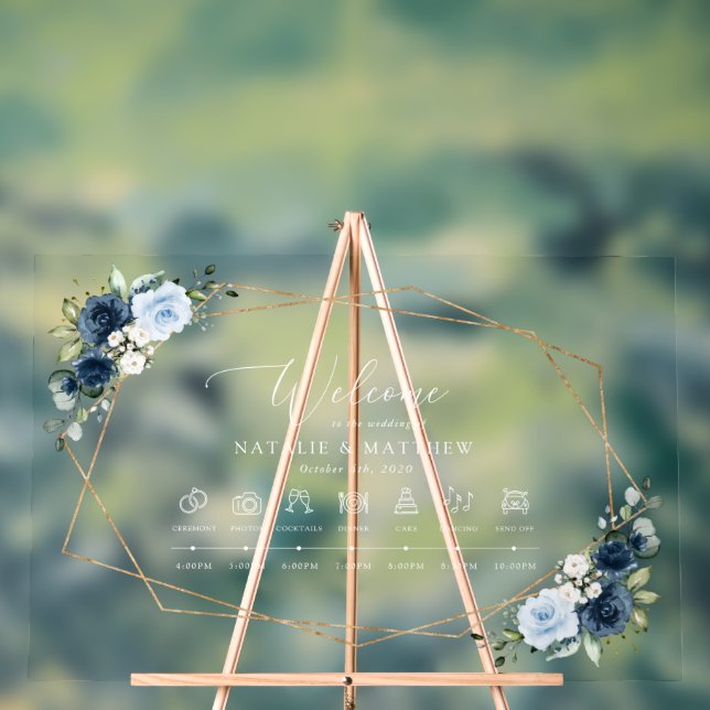 Blume, Blüten, Boho, Hochzeitzeitzeitschrift Acrylschild (Neutral)