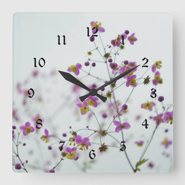 Blume Blüten, FRANKREICH Quadratische Wanduhr (Vorderseite)