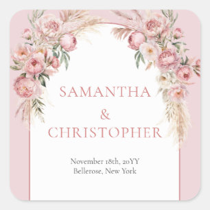 Blume boho arch pamps quadratischer aufkleber