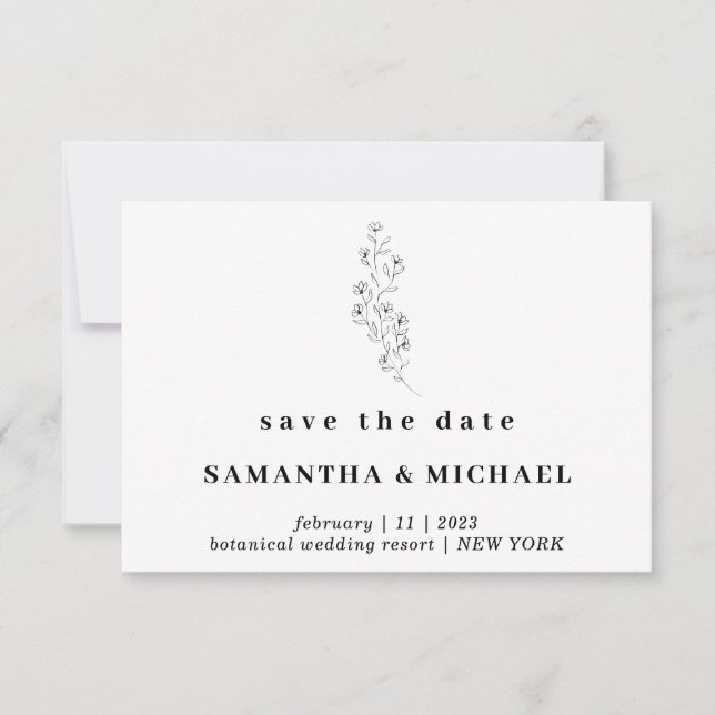 Blume Boho Clear Indie Save the Date Hochzeit Einladung (Vorderseite)