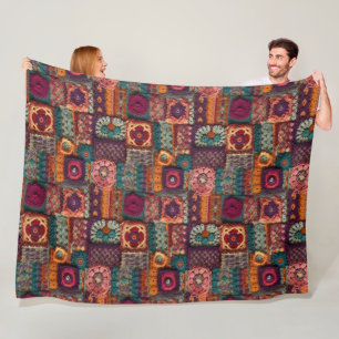 Blume Boho Crochet Fleecedecke