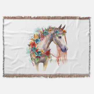 Blume Boho Horse Pastel Decke