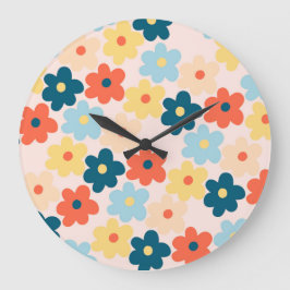 Blume Boho Retro Große Wanduhr