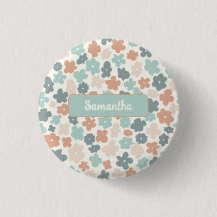 Blume Boho Retro Pastellfarben Button