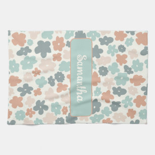 Blume Boho Retro Pastellfarben Geschirrtuch