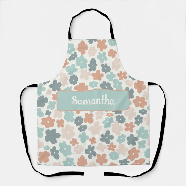 Blume Boho Retro Pastellfarben Schürze (Vorderseite)