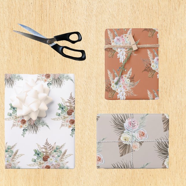 Blume Boho Terra Cotta Pampas Geschenkpapier Set (Von Creator hochgeladen)
