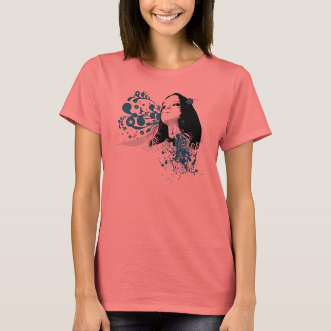 Blume Bomb Pinup Design T-Shirt (Vorderseite)