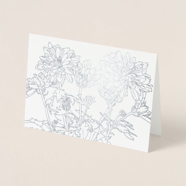 Blume Botanica line art chrysanthemum Folienkarte (Vorderseite)