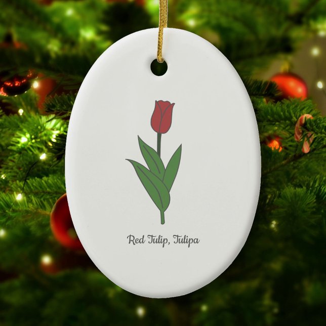 Blume Botanical Red Tulip Pastel Keramik Ornament (Botanical Red Tulip Ornament)