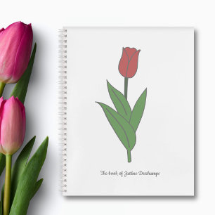 Blume Botanical Red Tulip Pastel Notizbuch