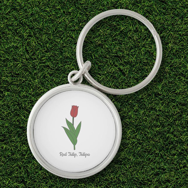 Blume Botanical Red Tulip Pastel Schlüsselanhänger (Botanical Red Tulip Flower Keychain)