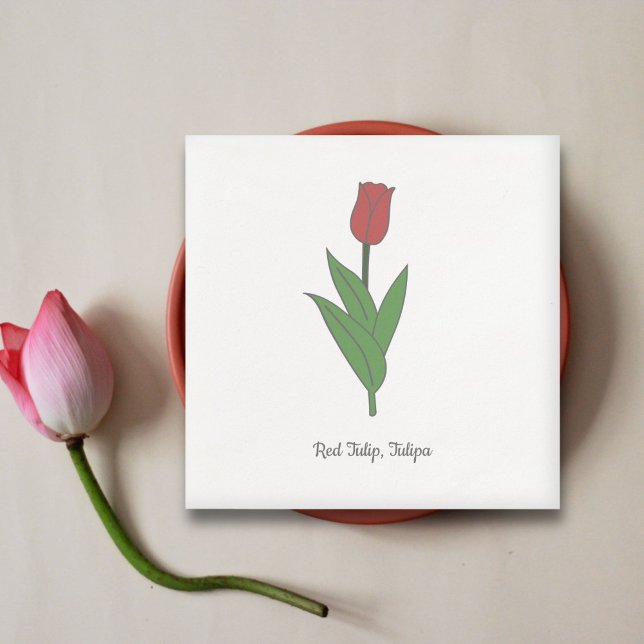 Blume Botanical Red Tulip Pastel Serviette (Botanical Red Tulip Napkins)