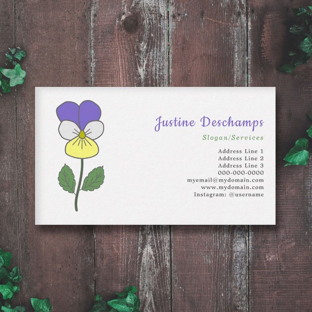 Blume Botanical Wild Pansy Pastel Visitenkarte (Botanical Wild Pansy Pastel Flower Business Card)