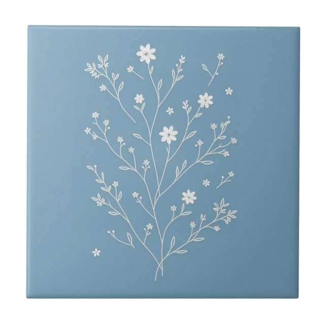 Blume botanisch blau fliese (Vorderseite)