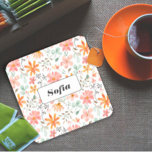 Blume Botanische Aquarellmuster Rechteckiger Pappuntersetzer