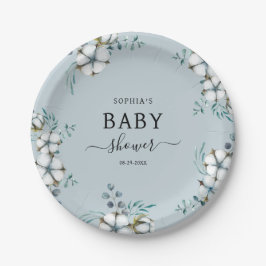 Blume botanische Babydusche aus dunkelblauer Baumw Pappteller