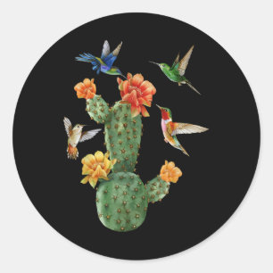 Blume Botanischer Garten Cacti Hummingbird Runder Aufkleber