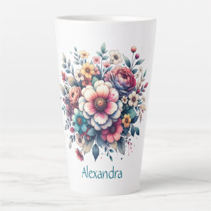 Blume Bouquet Aquarell personalisiert Milchtasse
