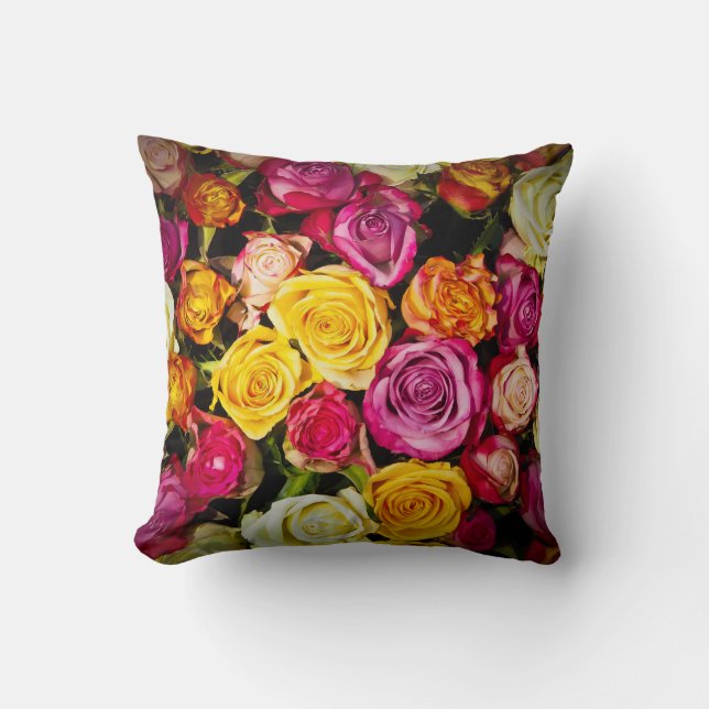 Blume-Bouquet aus weißrosa Rosen Kissen (Vorderseite)