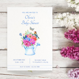 Blume-Bouquet-Babydusche Einladung