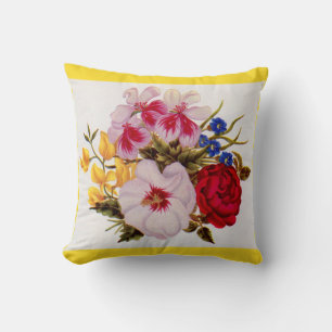 Blume-Bouquet-Blume aus dem 18. Jahrhundert Kissen