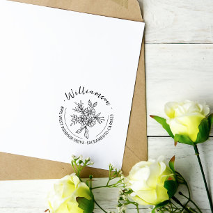 Blume Bouquet Chic Script-Rücksendeadresse Gummistempel