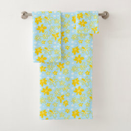 Blume Bouquet Daisy Meadow Sky Yellow White Badhandtuch Set