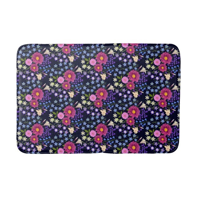 Blume Bouquet Dark Blue Badematte (Vorderseite)