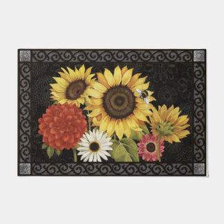 Blume Bouquet Door Mat, Retro Black Fußmatte