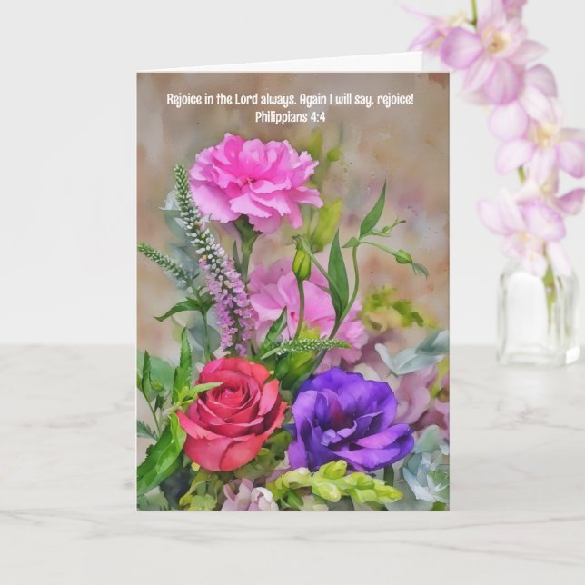 Blume Bouquet Faith Glückwunsch Bibel Verse Karte (Orchidee)