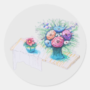 Blume Bouquet farbenfroh und lebhaft Runder Aufkleber