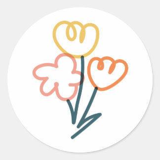 Blume-Bouquet, farbenfroher Doodaufkleber Runder Aufkleber