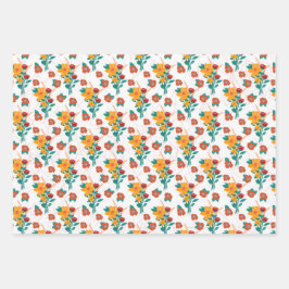 Blume-Bouquet Geschenkpapier Set