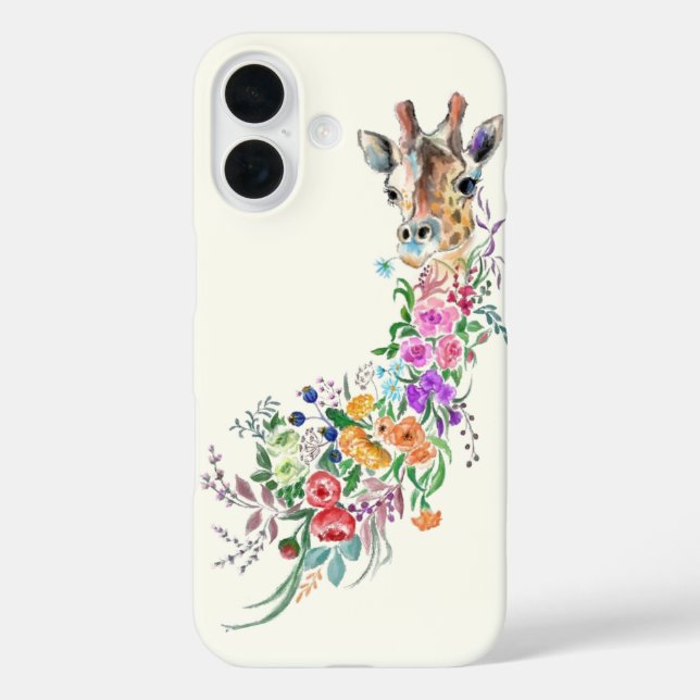 Blume Bouquet Giraffe iPhone 16 Hülle (Rückseite)
