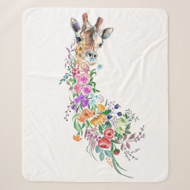 Blume Bouquet Giraffe Sherpa Blanket Sherpadecke (Vorderseite)