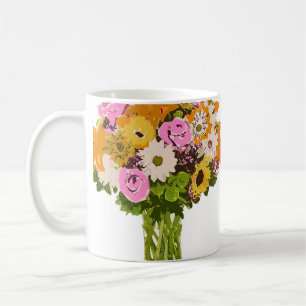 Blume Bouquet in Vase Malerei Kunst Kaffeetasse
