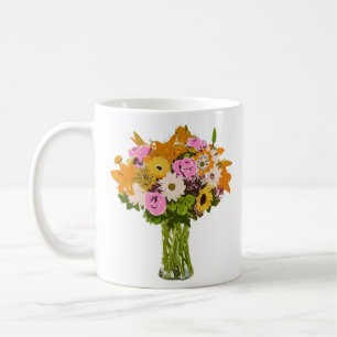 Blume Bouquet in Vase Malerei Kunst Kaffeetasse