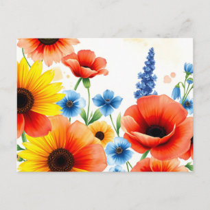 Blume Bouquet mit Sonnenblumen Postkarte