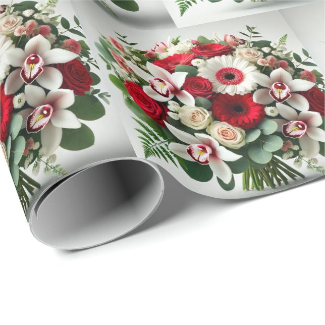 Blume Bouquet Orchids Gerbera Rose Geschenkpapier (Rolleneckpunkt)