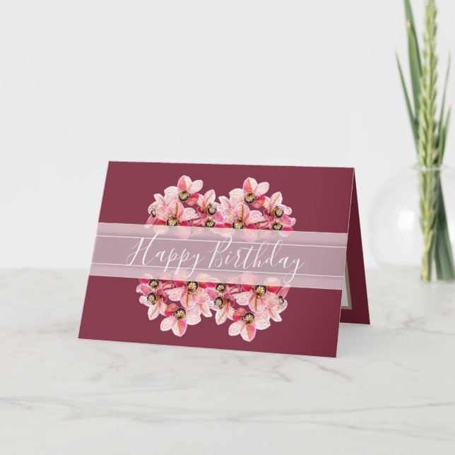 Blume Bouquet Pink Geburt Hübsche Orchideen Karte (Vorderseite)