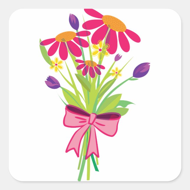 Blume Bouquet Quadratischer Aufkleber (Vorderseite)